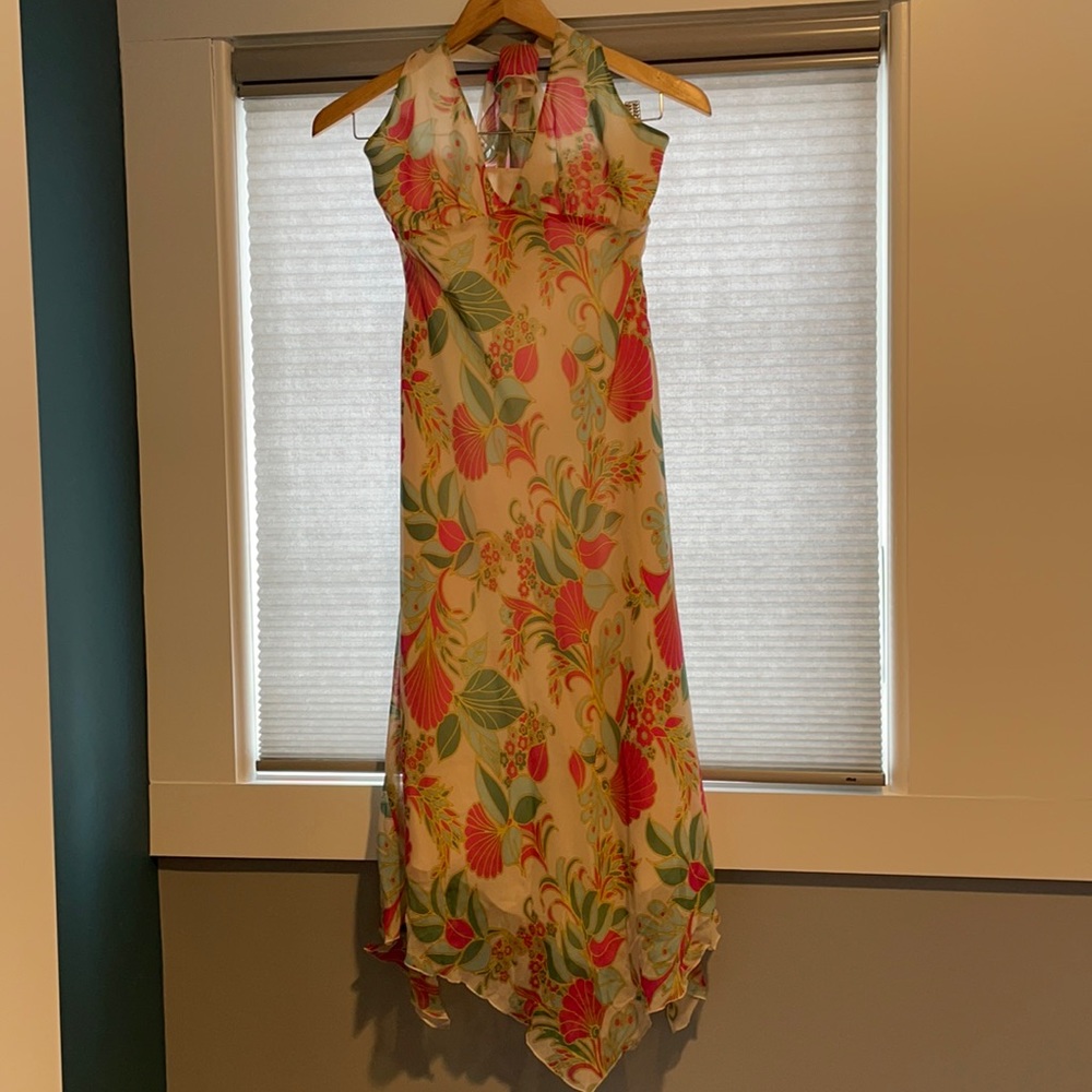 Halter Top Cream Floral Dress